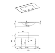 Desen tehnic al unei chiuvete cu dimensiuni