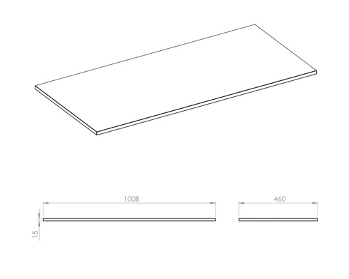 Reprezentare grafică a unui blat cu dimensiuni.