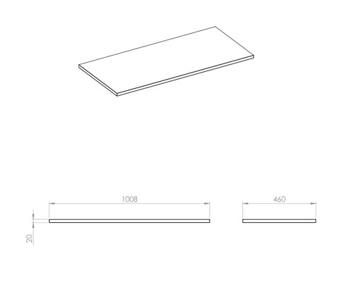 Schiță a unui blat de lucru cu dimensiuni