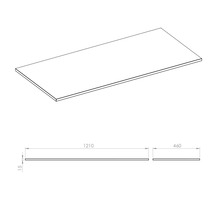 Desen tehnic al unui blat de lucru cu dimensiunile 1210 x 460 x 15 milimetri.