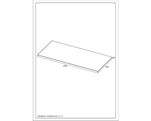 Desen tehnic al unui blat de lucru cu dimensiuni