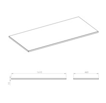 Blat de lucru cu dimensiunile 1610 x 460 x 15 milimetri.