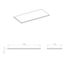 Desen tehnic al unui blat de lucru cu dimensiunile 1008 x 460 x 20 mm
