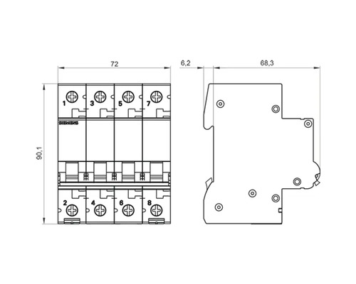 Desen dimensional al unui întrerupător automat de curent rezidual