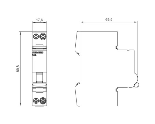 Desen tehnic al unui întrerupător automat cu dimensiuni
