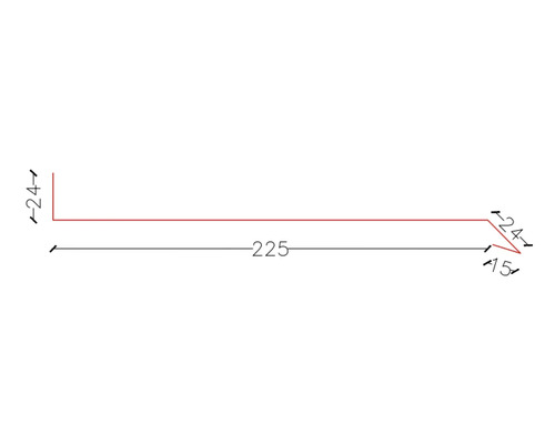 Desen tehnic cu dimensiunile unui profil, lungime 225 mm
