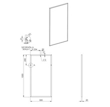 Desen tehnic al unei oglinzi dreptunghiulare cu dimensiuni