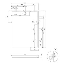 Desen tehnic al unei oglinzi cu dimensiuni