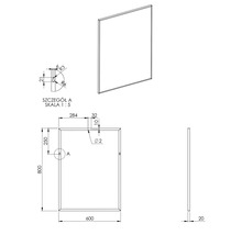 Desen tehnic al unei oglinzi cu dimensiuni