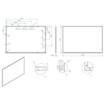 Desen tehnic al unei plăci dreptunghiulare cu indicații de dimensiuni