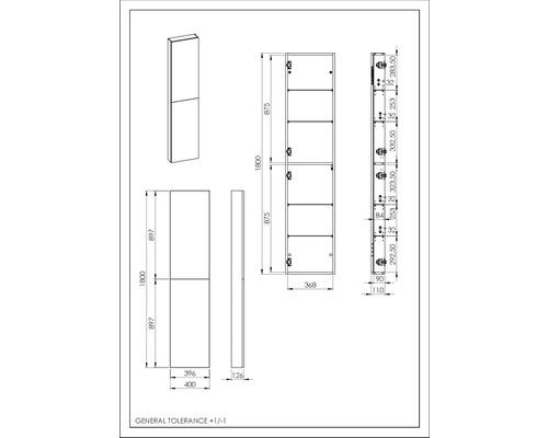 Desen tehnic al unui dulap cu dimensiuni