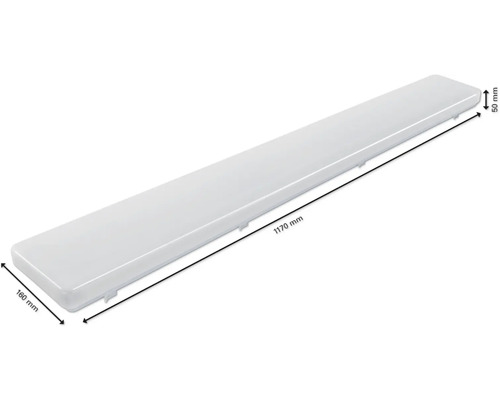 Corp de iluminat cu LED pentru spații umede, cu dimensiunile 1170 mm x 160 mm x 50 mm