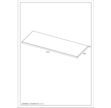 Desen tehnic produs pentru un blat de lucru cu dimensiunile 1210 x 460 x 28 mm.
