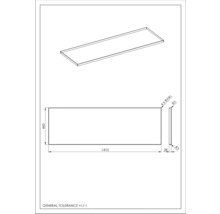 Desen tehnic al unei plăci dreptunghiulare cu dimensiunile de 1410 x 460 milimetri