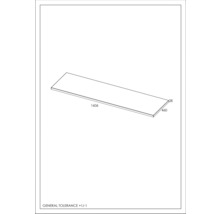 Desen tehnic al unui blat de masă cu dimensiunile 1606 x 460 x 28 milimetri.