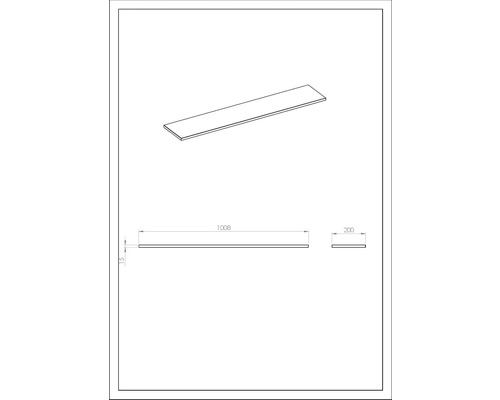 Desen tehnic al unei plăci de lemn cu dimensiunile de 1008 x 200 x 15 milimetri.