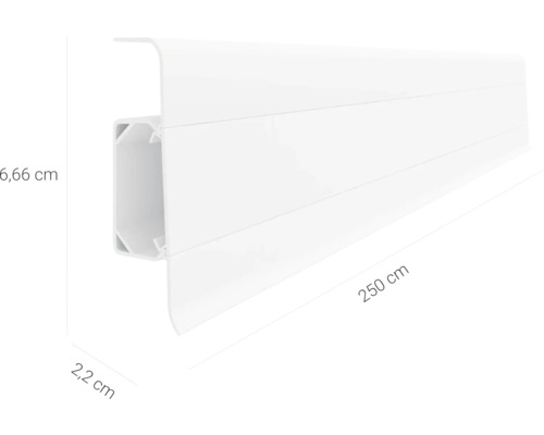 Plintă din plastic, lungime 250 cm, înălțime 6,66 cm, adâncime 2,2 cm