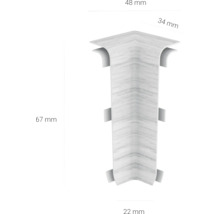 Conector de colț pentru plinte cu indicații de dimensiuni