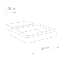 Ilustrație a unei tăvițe pentru săpun cu dimensiunile de 25 pe 18 centimetri.