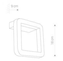 Desen al unei lămpi de perete pătrate cu dimensiunile 18 x 9 cm