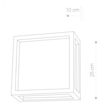 Lumină de perete pătrată cu dimensiunile 25 x 25 x 10 cm