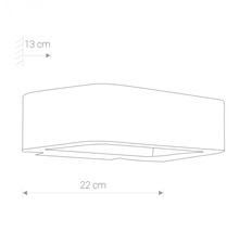 Schiță a unei lămpi de perete cu dimensiunile de 22 pe 13 centimetri.