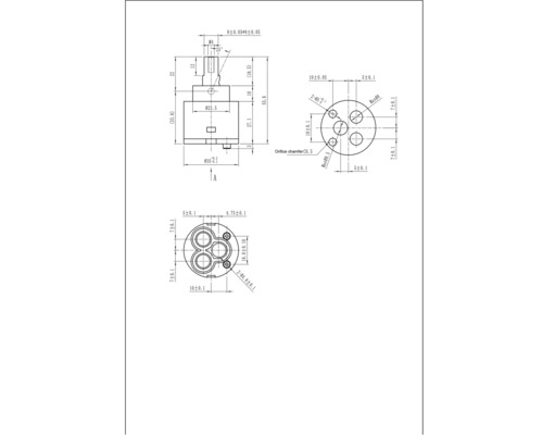 Desen tehnic al unei supape cu dimensiuni indicate