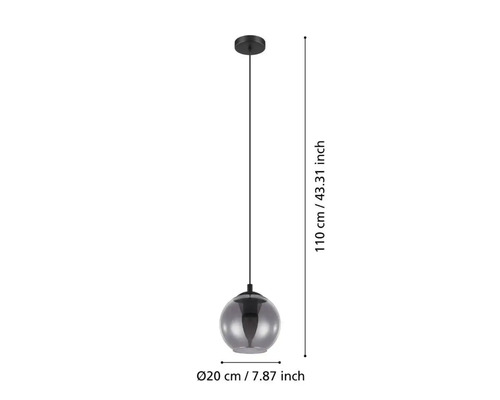 Lustr cu abajur rotund și lungime de 110 cm