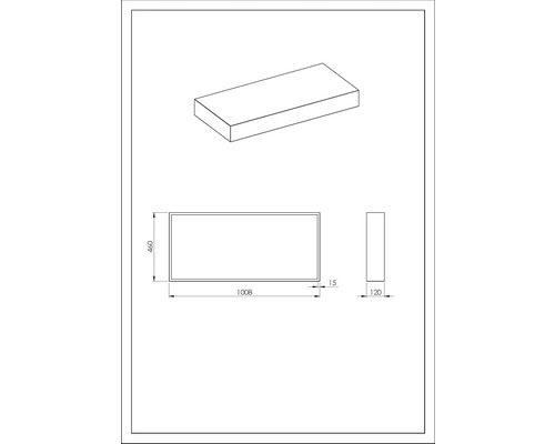 Desen tehnic al unui raft de baie cu dimensiuni