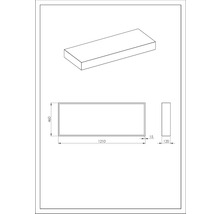 Desen tehnic al unei chiuvete dreptunghiulare cu dimensiuni.