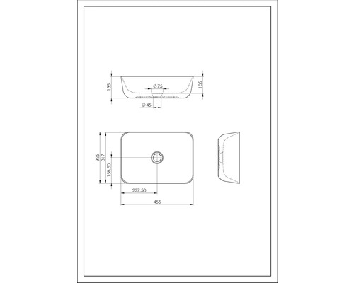 Desen tehnic al unei chiuvete cu dimensiuni