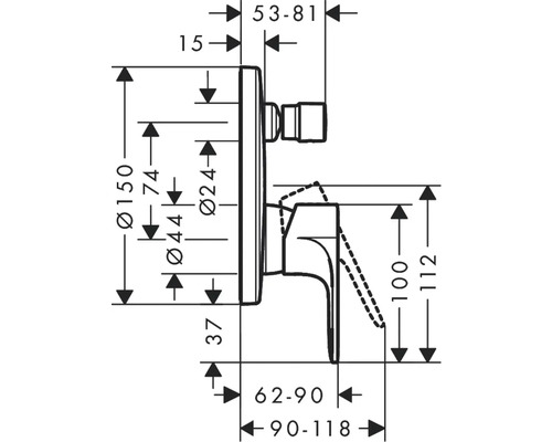 Desen dimensional al unei armături cu diferite specificații de lungime
