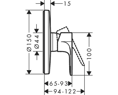 Desen tehnic al unui robinet cu dimensiuni