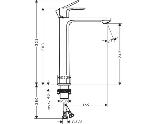 Desen tehnic al unei armături cu dimensiuni