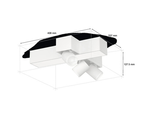 Desen tehnic al unei lămpi de tavan cu dimensiuni.