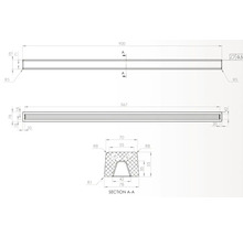 Desen tehnic al unui profil cu indicații de dimensiuni