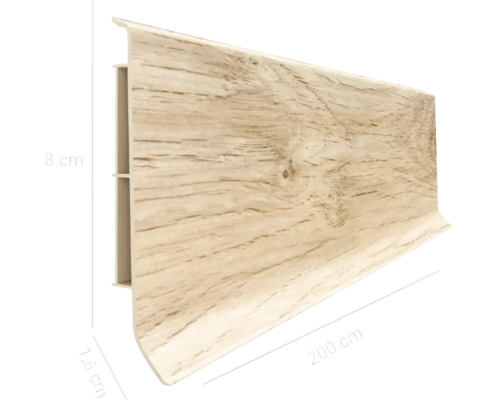 Plintă din plastic cu aspect de lemn, lungime 200 cm