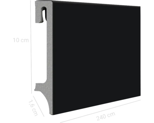Panou de gard WPC gri închis cu dimensiunile de 10 cm x 1,6 cm x 240 cm.