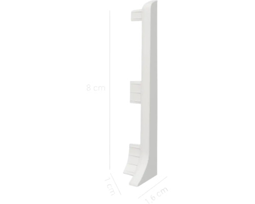 Vizualizare detaliată a unei canale de cablu albe cu dimensiunile de 88 cm lungime, 10 cm înălțime și 16 cm adâncime.