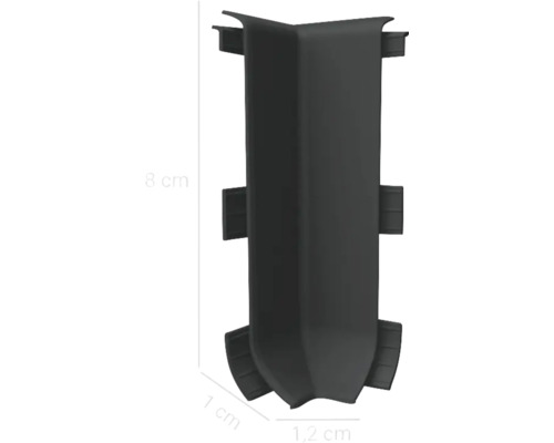 Profil colț negru cu dimensiunile 8 x 1,2 x 1 centimetru