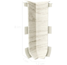 Colț interior din plastic cu dimensiunile de 8 cm înălțime, 1 cm lățime și 1,2 cm lungime