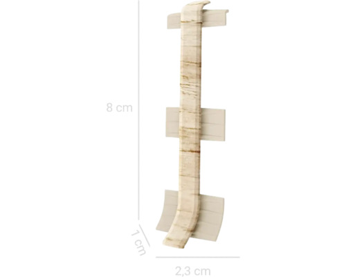 Șipcă profilată cu dimensiunile de 8 cm înălțime, 1 cm lățime și 2,3 cm adâncime.