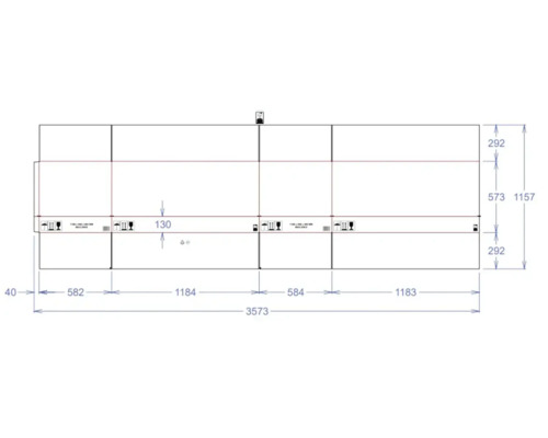 Desen tehnic cu dimensiunile unei piese de mobilier