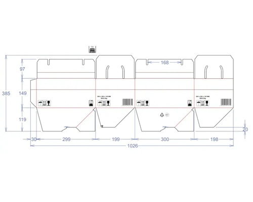 Desen tehnic al unui ambalaj de transport cu dimensiuni