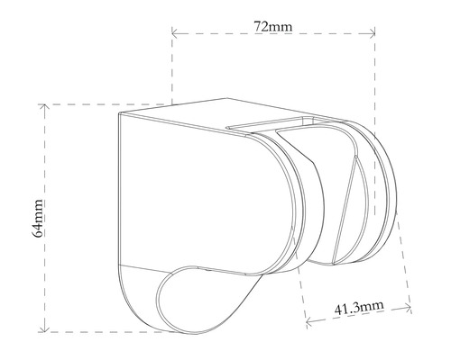 Desen tehnic al unui suport pentru cap de duș cu dimensiuni