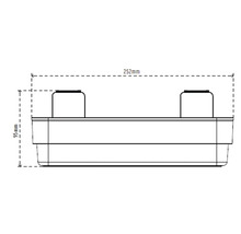Desen tehnic al unui recipient cu dimensiunile de 252 mm lățime și 95 mm înălțime