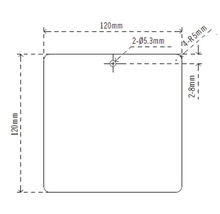 Desen tehnic al unei plăci pătrate cu dimensiunile de 120 pe 120 milimetri