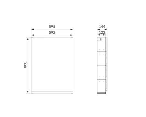 Desen tehnic al unui dulap cu dimensiuni