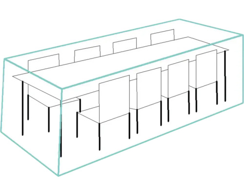 Desen al unei mese lungi cu scaune într-o cameră