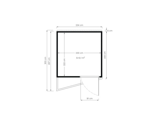 Ilustrație cu dimensiuni pentru o magazie de grădină